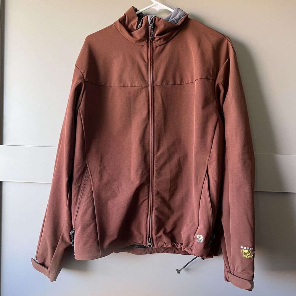 Mountain Hardwear Jacket Women Large Brown Full Zip Nylon Mock Neck‎ Outdoor EUC